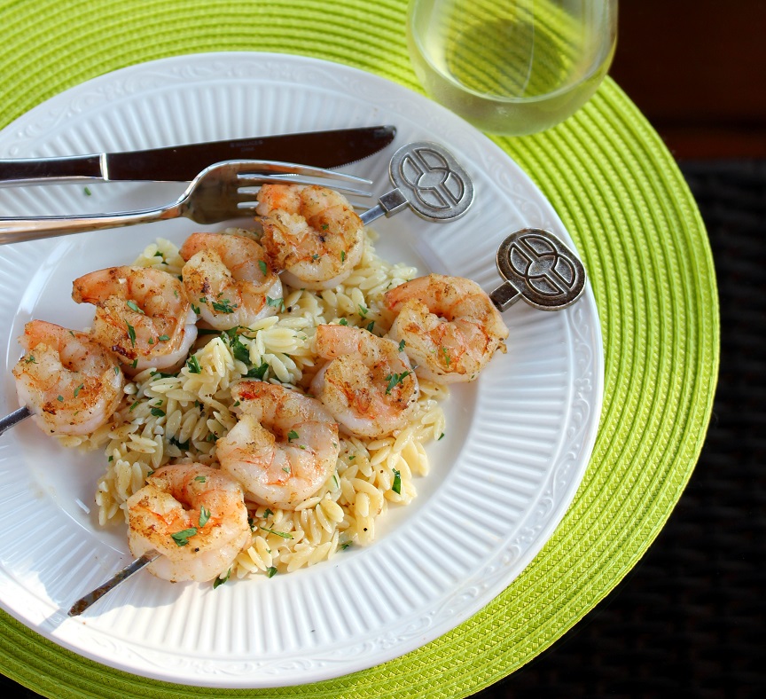 Grilled Shrimp With Garlicky Parmesan Orzo