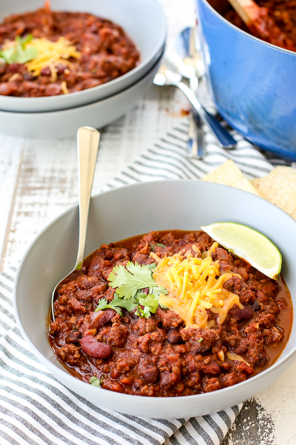 Easy Two Bean Beef Chili - Lisa's Dinnertimed Dish