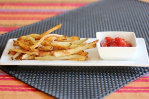 Truffled Oven Fries plated with ketchup