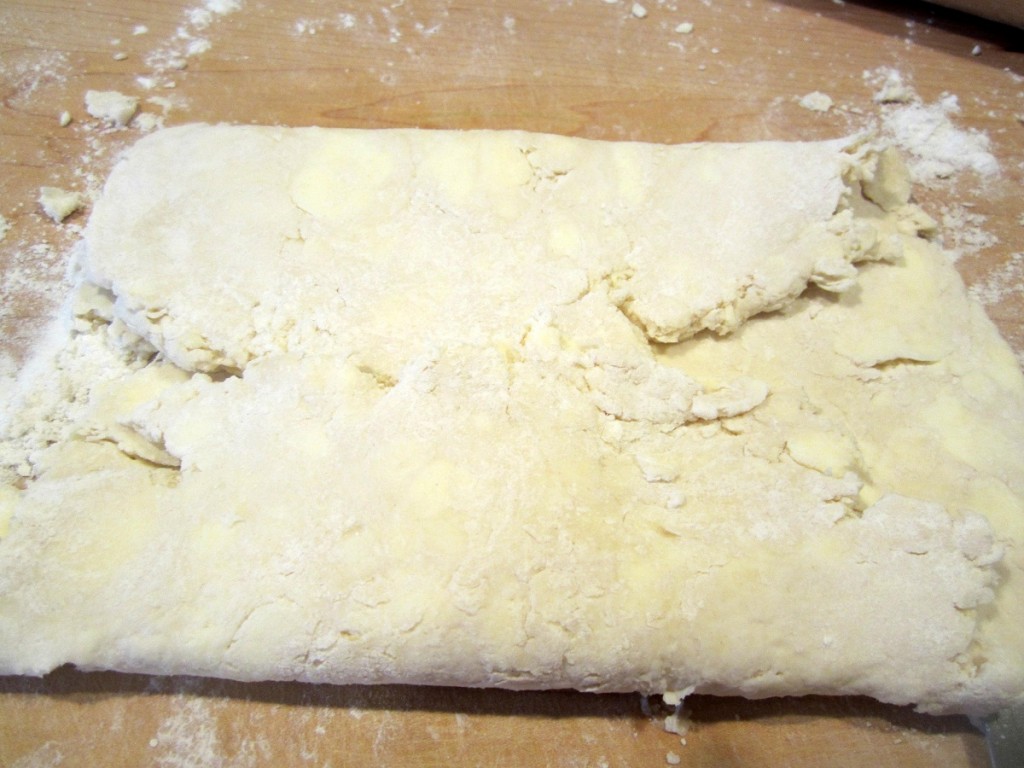 puff pastry folded into to layers after first roll out