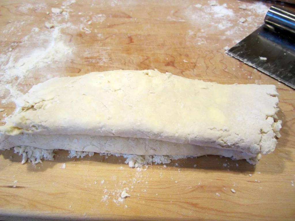 dough folded into four layers