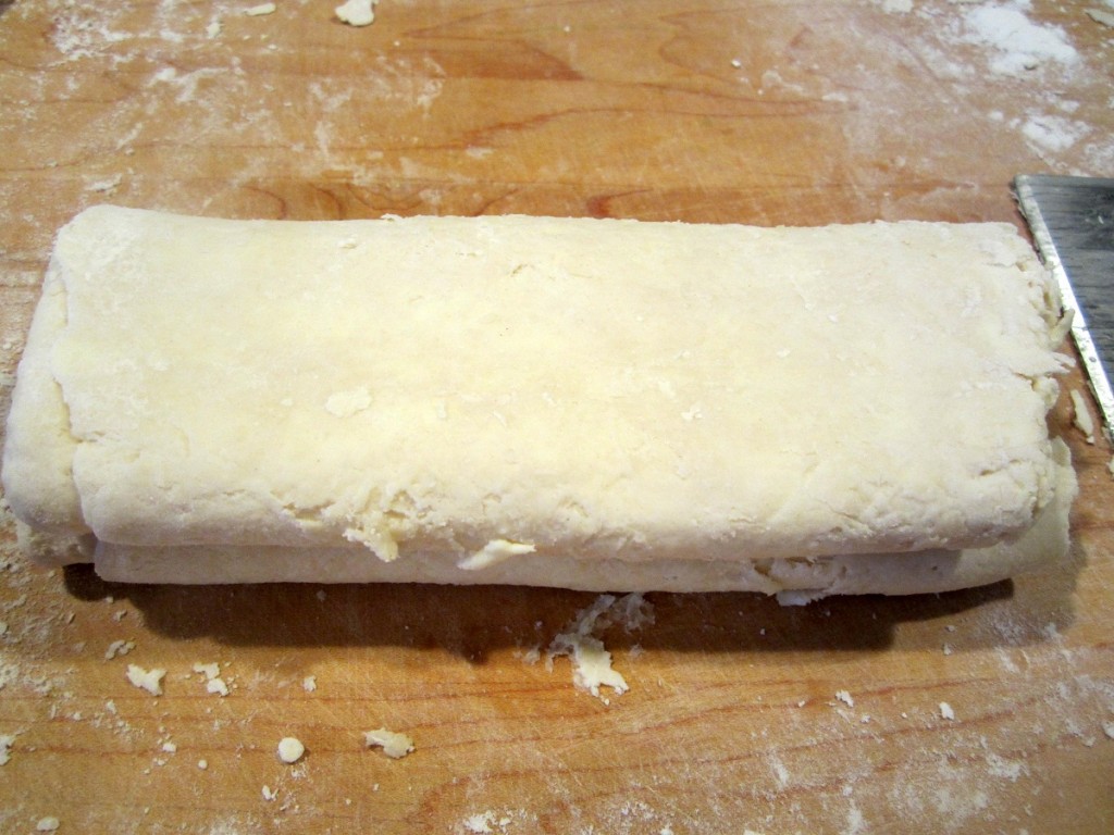 puff pastry dough folded into 4 layers the second time