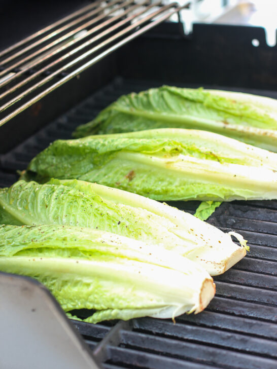 Romaine on the grill, cut side down