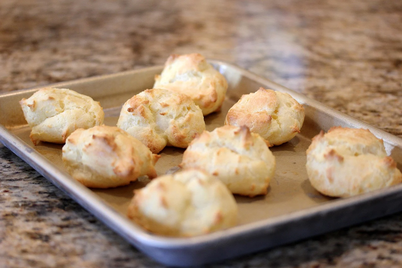 Cream puffs after baking before filling with cream