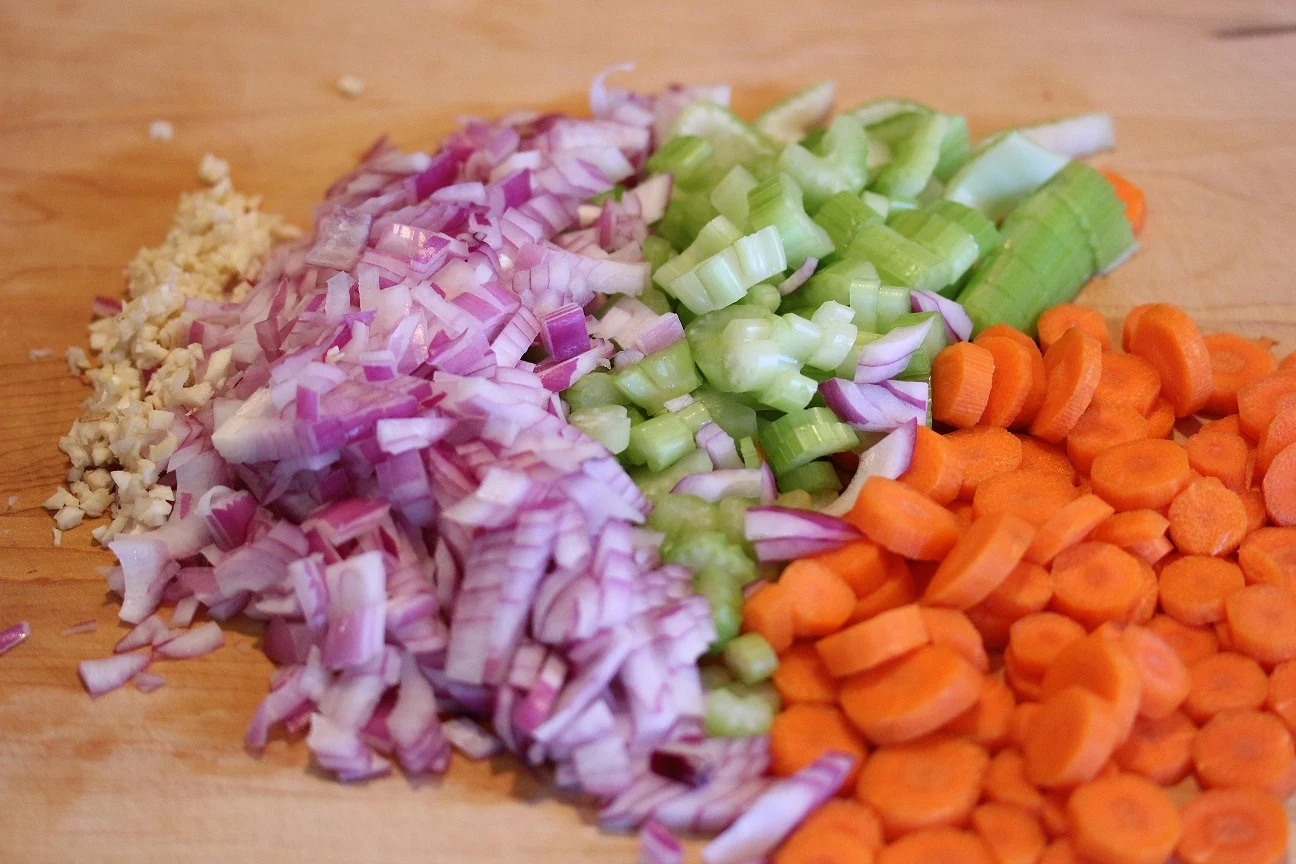 chopped veggies for the soup