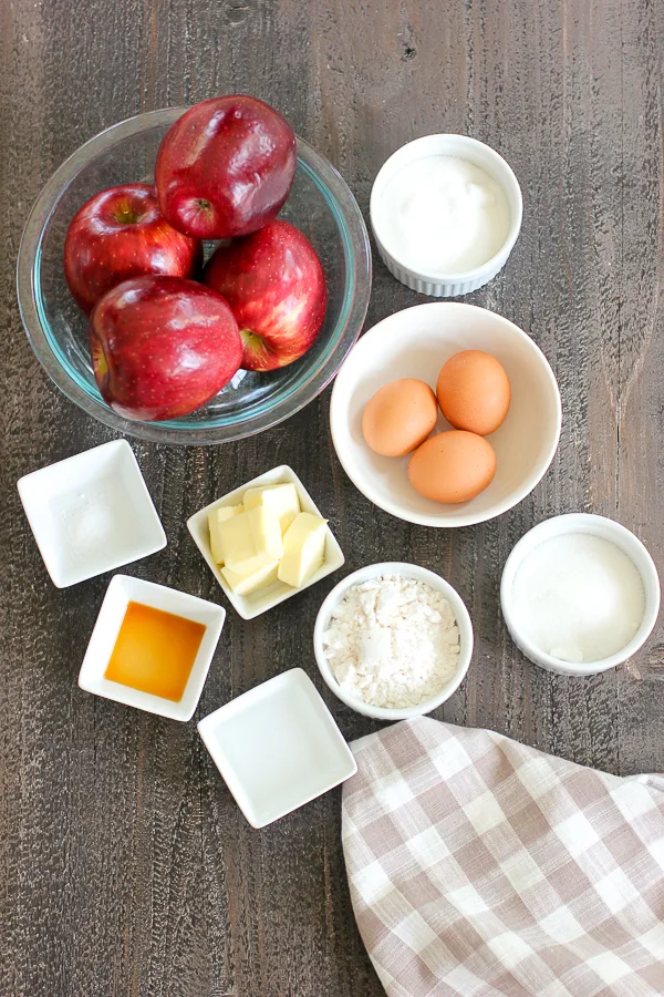 Ingredients needed to make the apple clafoutis