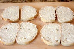 Buttered bread for the sandwiches