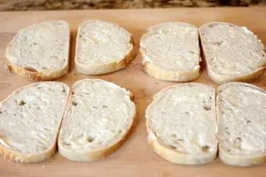 Buttered bread for the sandwiches