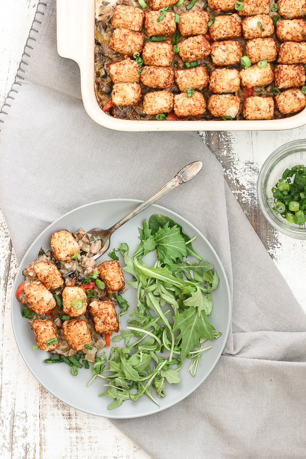 healthy vegetarian tater tot casserole