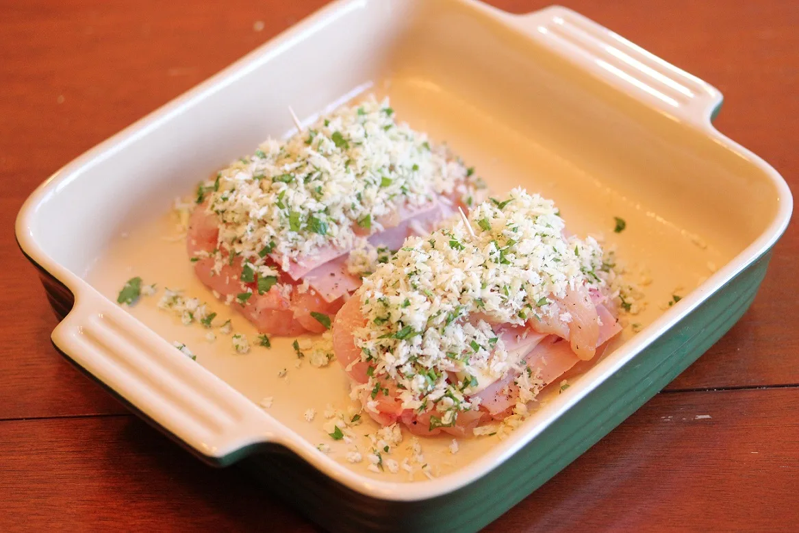 chicken breasts in baking dish before cooking