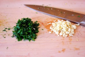 chopped parsley and minced garlic