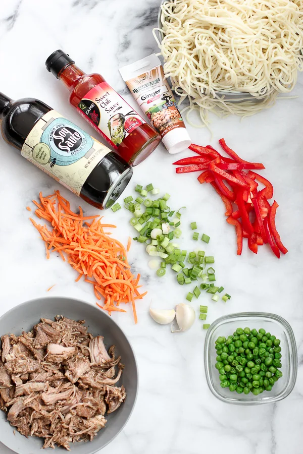 Ingredients used in pork lo mein