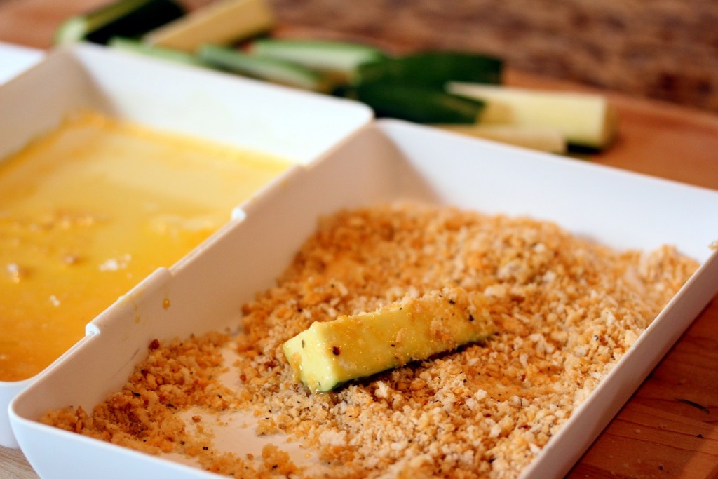 Zucchini Coated with panko/parmesan mixture