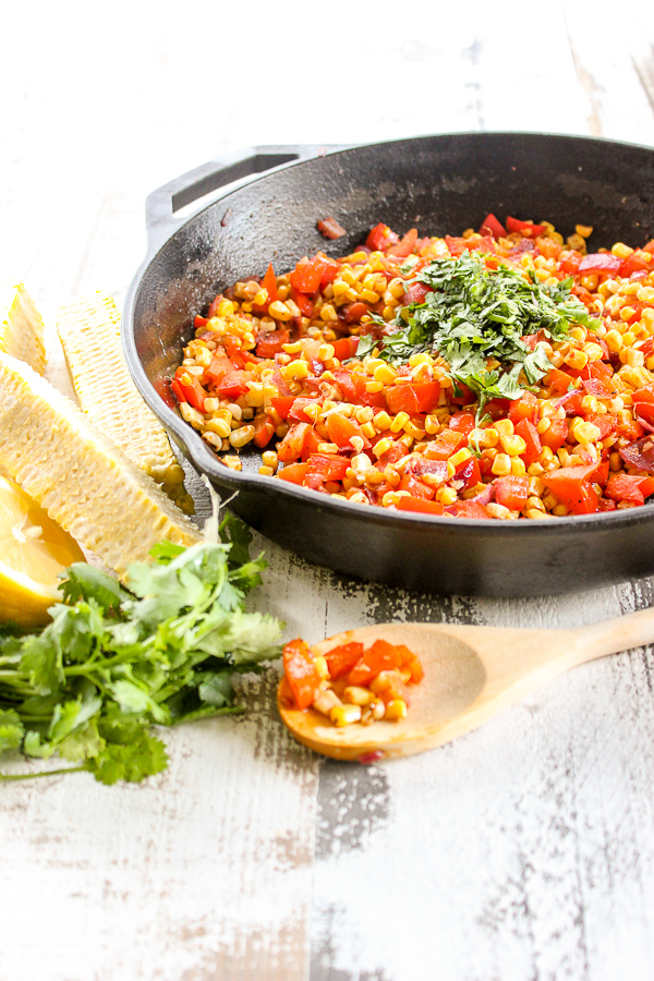 Fiesta Corn Saute it packs incredible flavor with sweetness from the corn, a hint of spice from chili powder and a smoky finish from smoked paprika.
