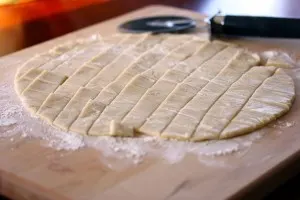 pie crust cut into small squares to bake and then top the soup
