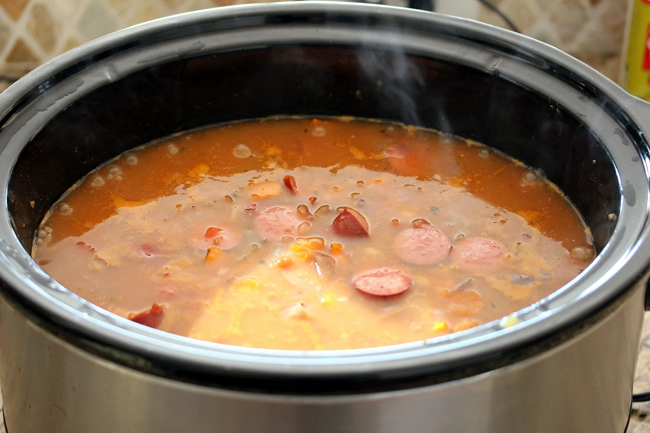 Stew in the slow cooker after cooking