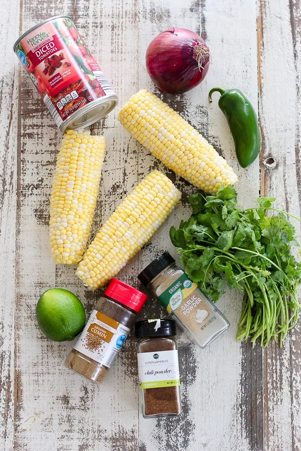 Ingredients needed for the corn salsa