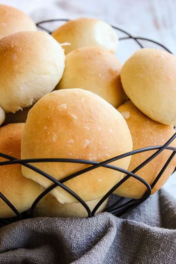 Close up photo of finished rolls in a serving basket