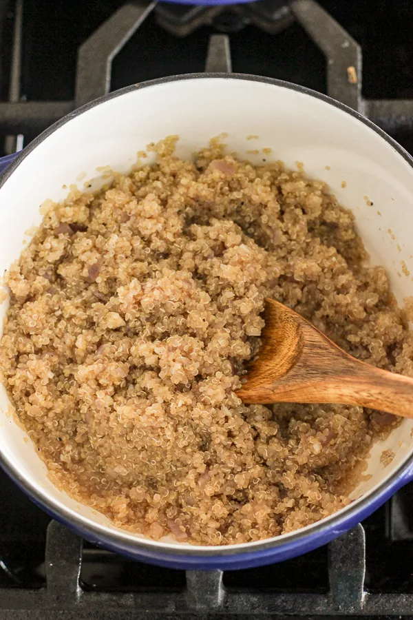 Quinoa after it has simmered and all the liquid has been absorbed