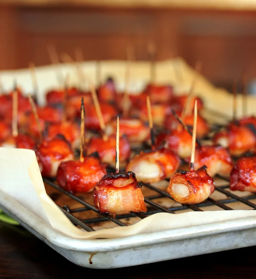 BBQ Bacon Wrapped Water Chestnuts Recipe - Lisa's Dinnertime Dish