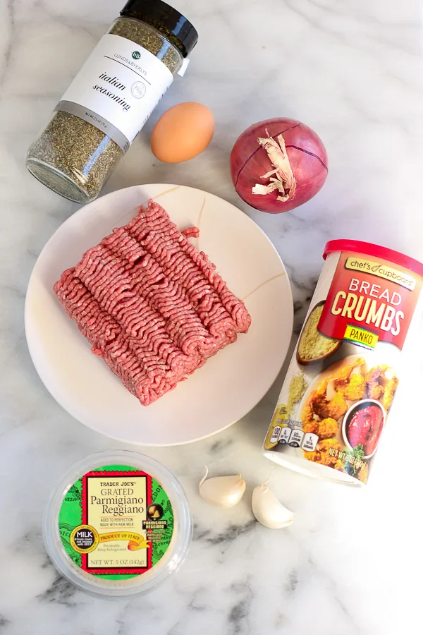 ingredients needed for the meatballs photographed