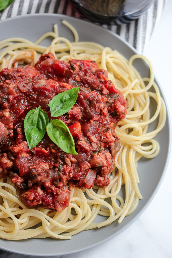 Finished Plate of Turkey Veggie Bolognese