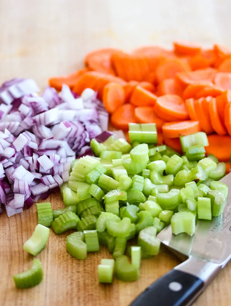 Vegetables prepped for Classic Beef Stew