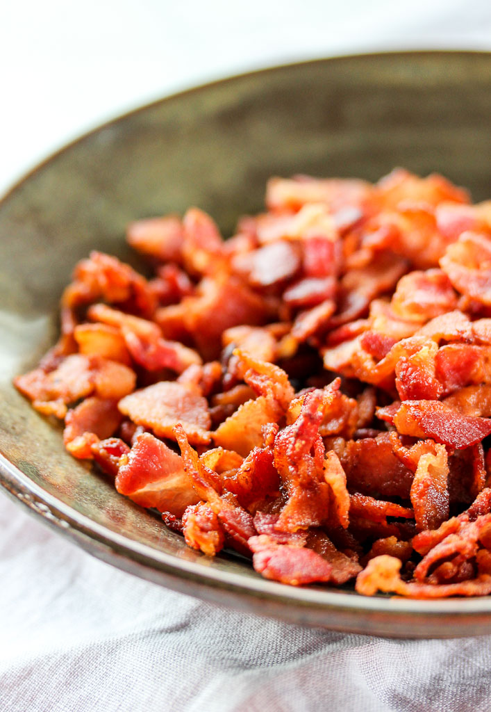 Cooked, chopped bacon