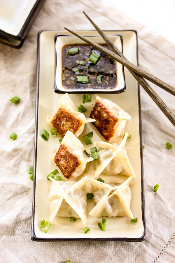 Pork Pot Stickers with Sesame Soy Dipping Sauce