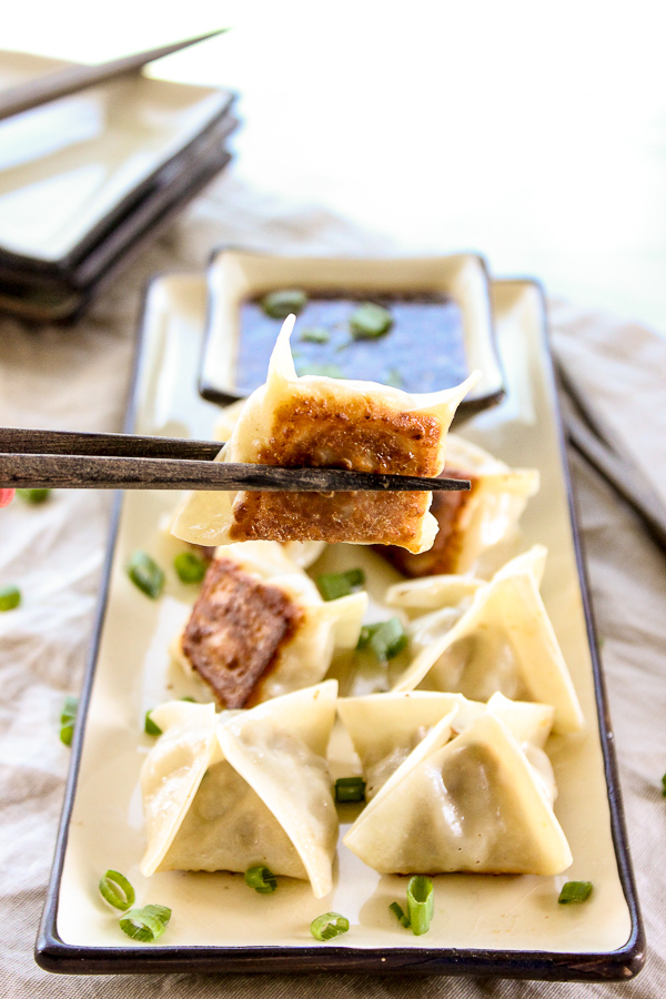 Pork Potstickers with Sesame Soy Dipping Sauce