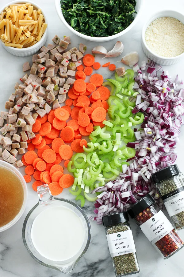 Photo of ingredients for Creamy Italian Chicken Sausage Soup