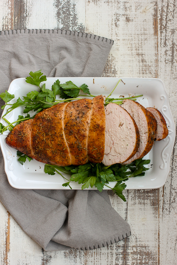 Sliced finished turkey breas