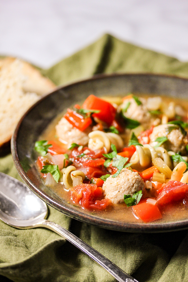 Italian Mini Chicken Meatball Soup