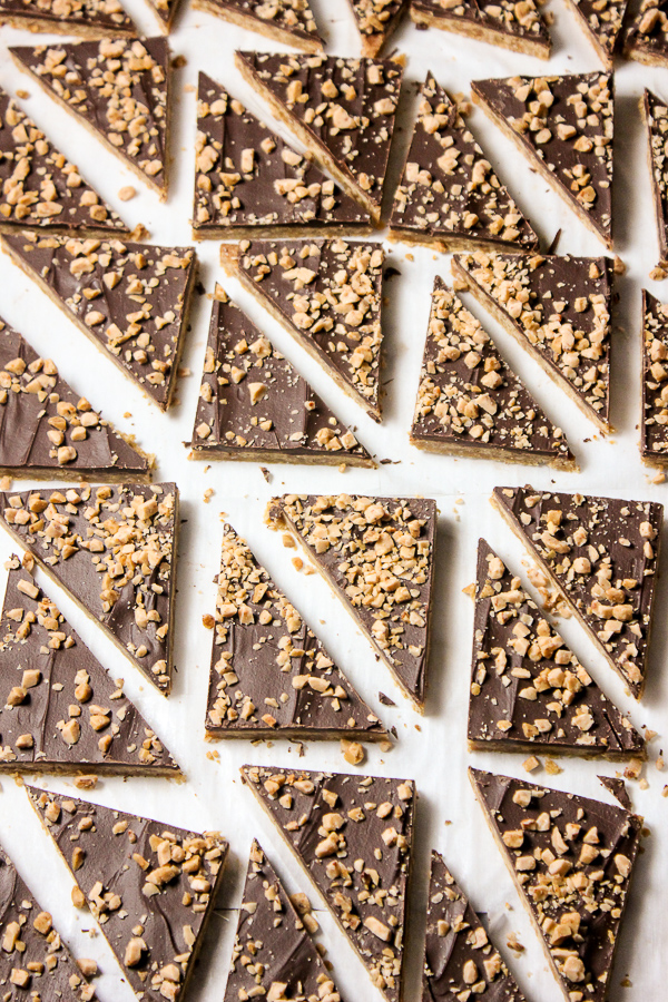 Toffee Triangles are a perfect bite of chocolate and toffee that can be whipped up in no time. They're a perfect treat for the holidays.