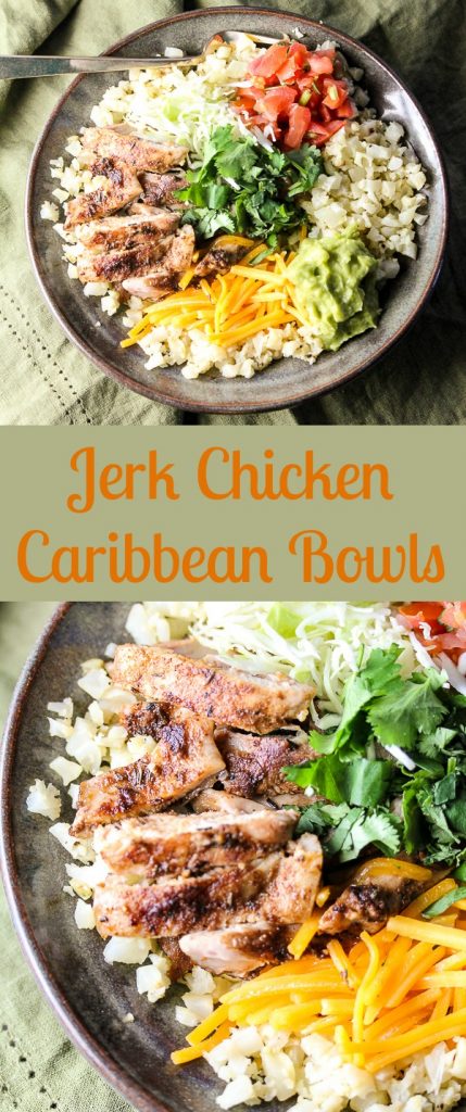 These easy, healthy Jerk Chicken Caribbean Bowls start with a flavorful spice blend and are finished with your favorite fresh toppings. They're family friendly and perfect for busy weeknights.