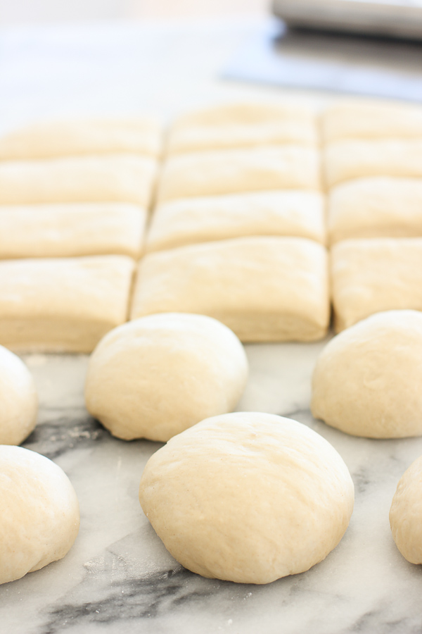 In process of forming the homemade sandwich rolls
