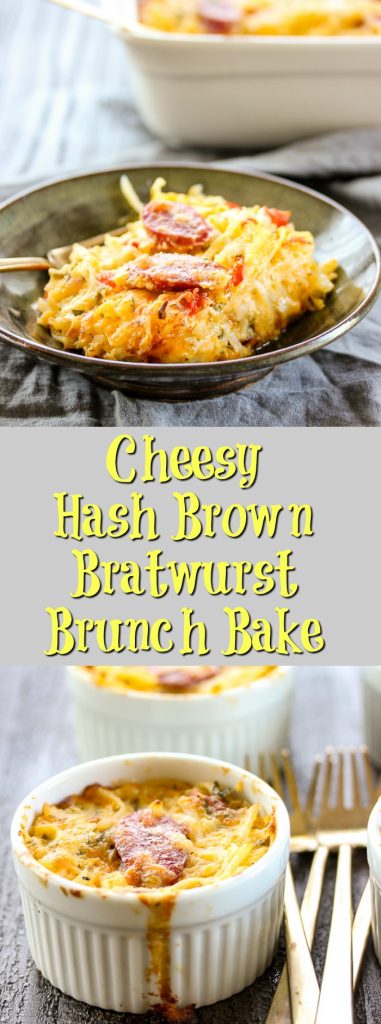 Cheesy Hash Brown Bratwurst Brunch Bake is sure to please this Mother's day with its cheesy goodness and the smoky flavor from Klement’s smoked bratwurst.