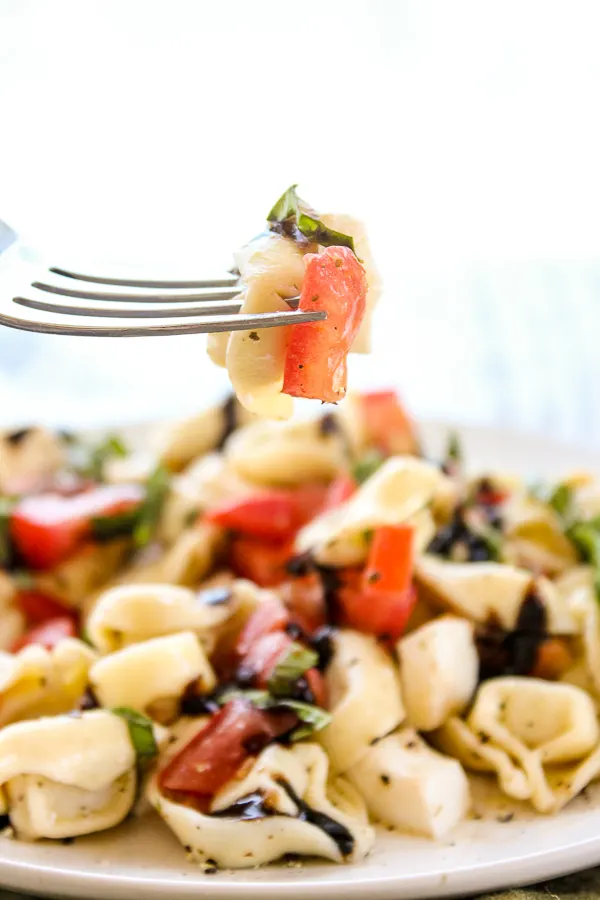 This Tortellini Caprese Salad is sure to become your favorite summer salad.  It takes less than 30 minutes to prepare and tastes absolutely amazing.