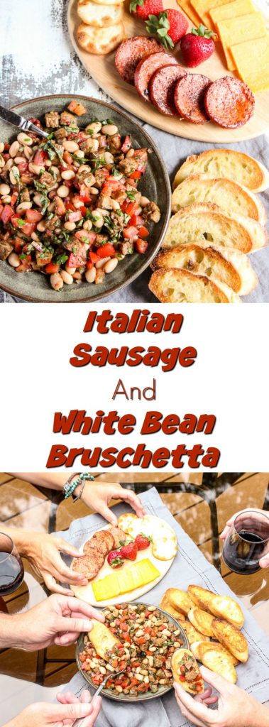 Klement's sausage and white beans combine with traditional bruschetta ingredients to create this mouthwatering Italian sausage and white bean bruschetta.