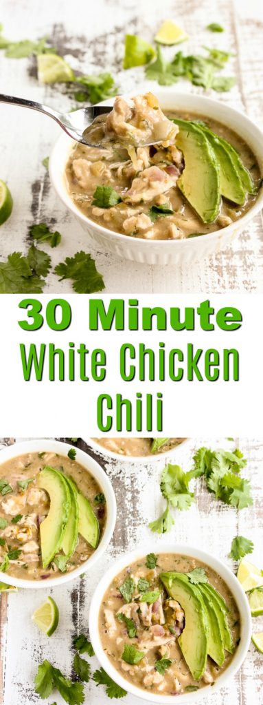 You can have a flavorful, healthy meal the whole family will love on the table in just 30 minutes with this easy white chicken chili.