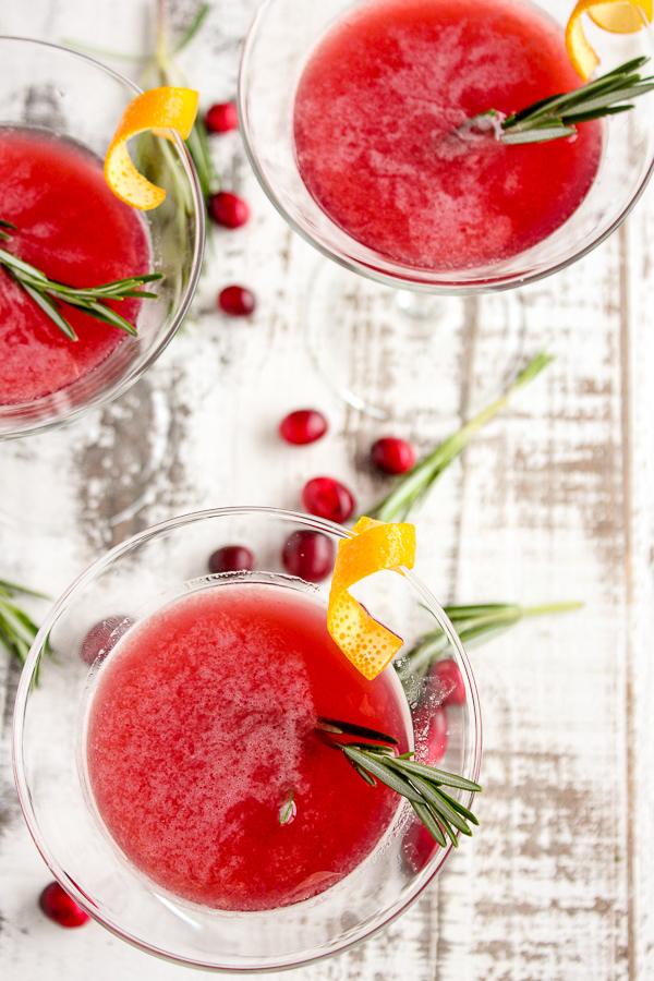 Rosemary Infused Cranberry Bourbon Martini