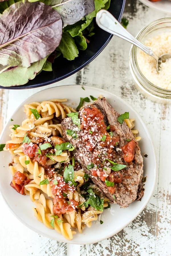 Overhead photo of Instant Pot Tomato Red Wine Braised Pot Roast