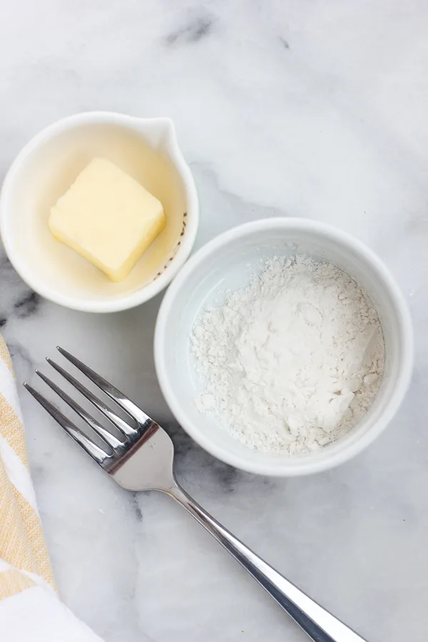 softened butter and flower before combining