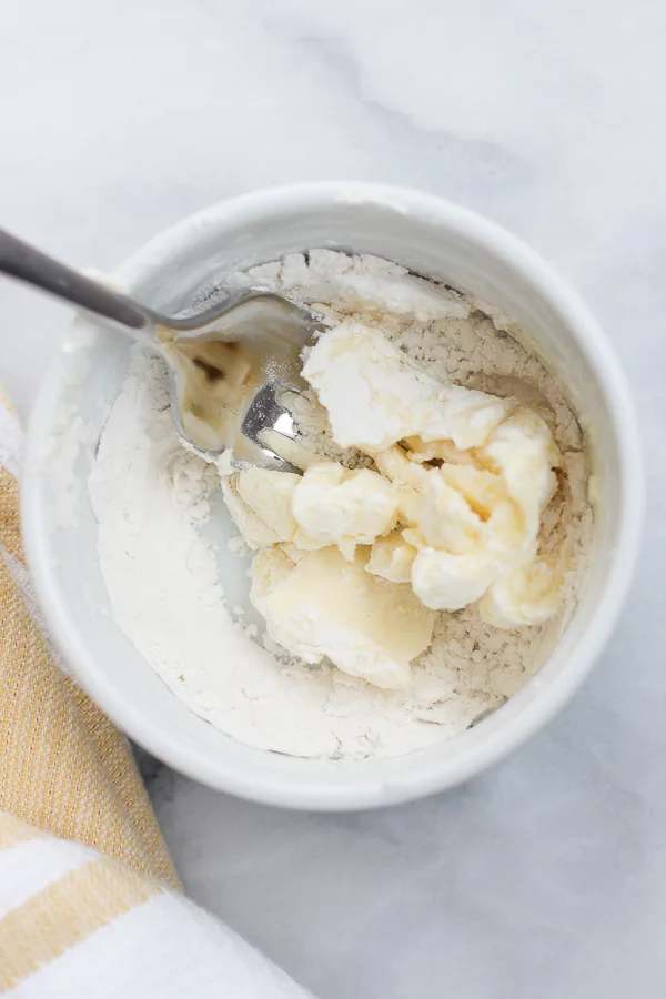 Mixing the butter and flour together