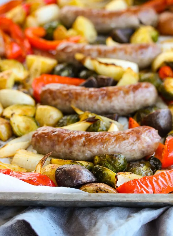 Sheet Pan Dinner With Bratwurst And