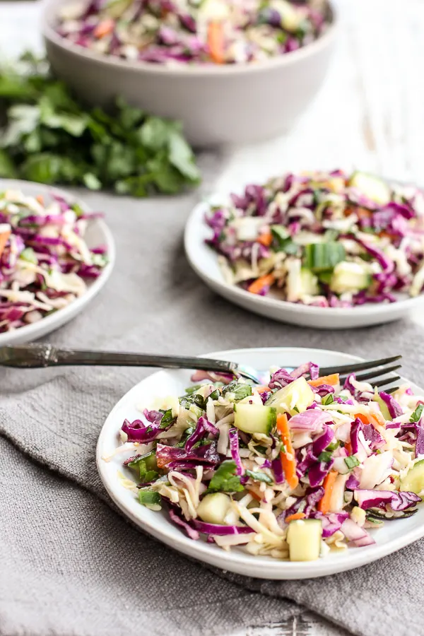 Another shot of plated Spicy Thai Basil Slaw