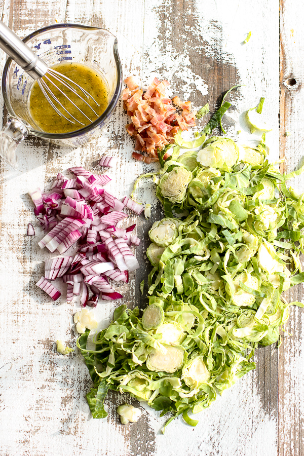 Shredded Brussels Sprouts with Spicy Mustard Vinaigrette process photo
