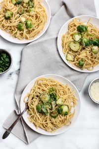 Lemon Garlic Brussels Sprout Linguine - Lisa's Dinnertime Dish