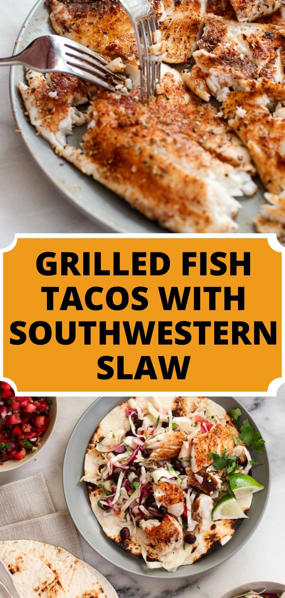 Grilled Fish Tacos with Southwestern Slaw - Lisa's Dinnertime Dish