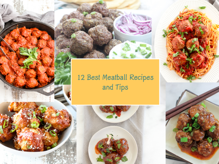 Collage photo of the meatballs included in this post